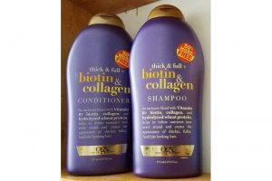 Bộ Gội Xả chống rụng tóc OGX Thick and Full Biotin and Collagen chai 577ml từ Mỹ