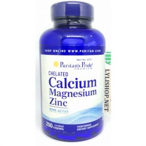 Viên chắc xương Chelated Calcium Magnesium Zinc 1000mg chai 250 viên từ Mỹ của hãng Puritan's Pride
