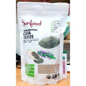 Hạt Chia Trắng Hữu Cơ Sunfood Raw Organic Chia Seeds bịch 454g từ Peru