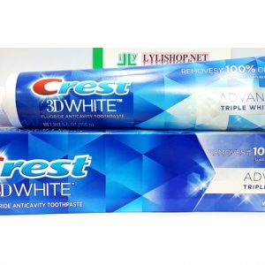 Kem đánh răng Crest 3D White Advanced Triple Whitening tuýp 158g từ Mỹ