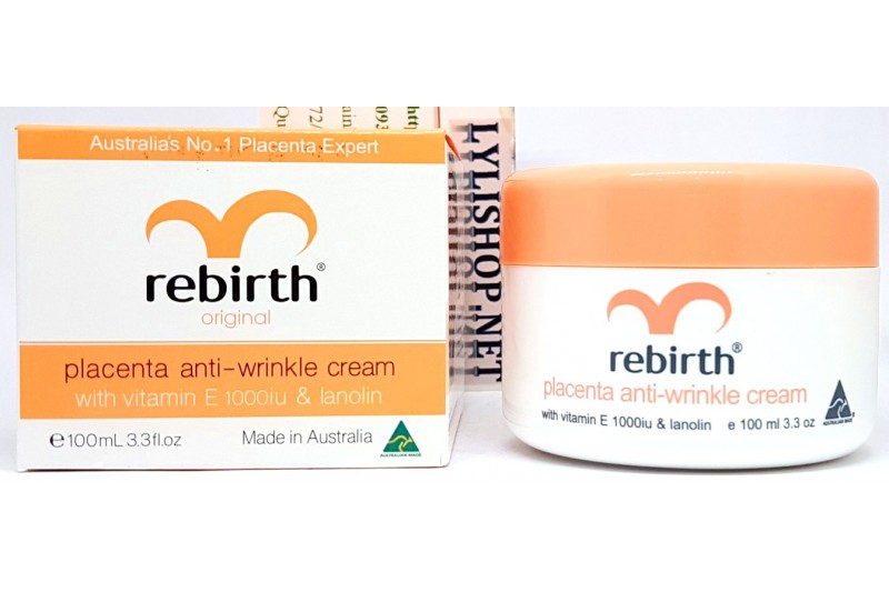 Kem chống nhăn nhau thai cừu Rebirth Placenta Anti Wrinkle Cream Vitamin E & Lanolin 100g của Úc