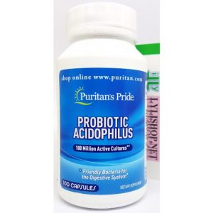 Men vi sinh 100 triệu hoạt khuẩn Probiotic Acidophilus 100 Million Active Cultures chai 100 viên hãng Puritan’s Pride từ Mỹ