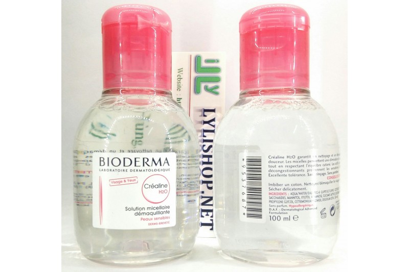 Tẩy Trang Bioderma Crealine H20 chai 100ml màu hồng cho da thường và da khô