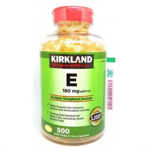 Viên uống Vitamin E 180mg 400iu chai 500 viên hãng Kirkland Signature từ Mỹ (Mẫu mới)