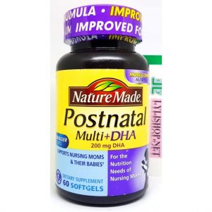 Vitamin tổng hợp phụ nữ cho con Bú Postnatal Multi DHA chai 60 viên hãng Nature Made từ Mỹ