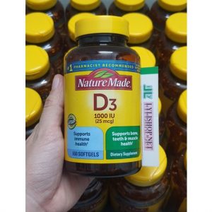 Viên bổ sung Vitamin D3 1000 IU 25mcg chai 650 viên hãng Nature Made từ Mỹ