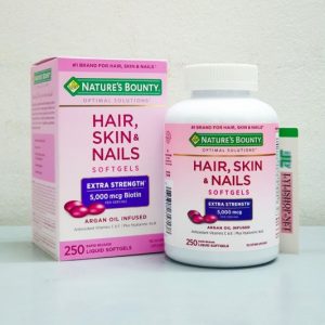Hair skin & nails with Biotin 5000 mcg chai 250 viên hãng Nature’s Bounty từ Mỹ đẹp Da, Móng ,Tóc